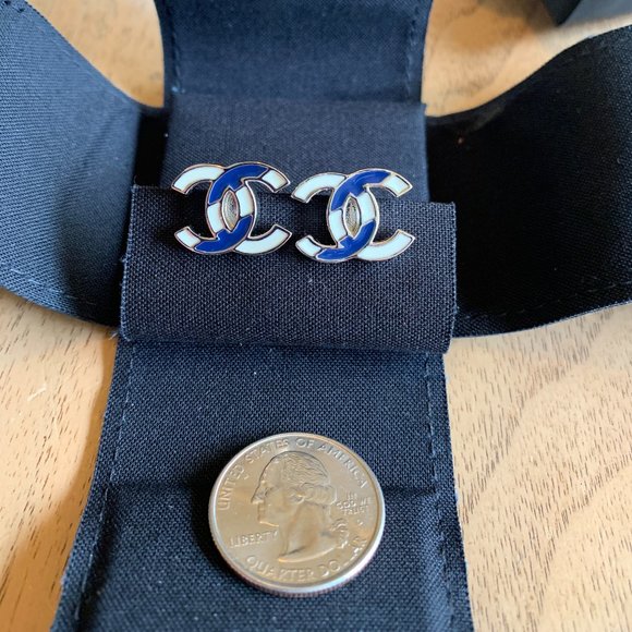 CHANEL Jewelry - Chanel off-white blue stud earrings